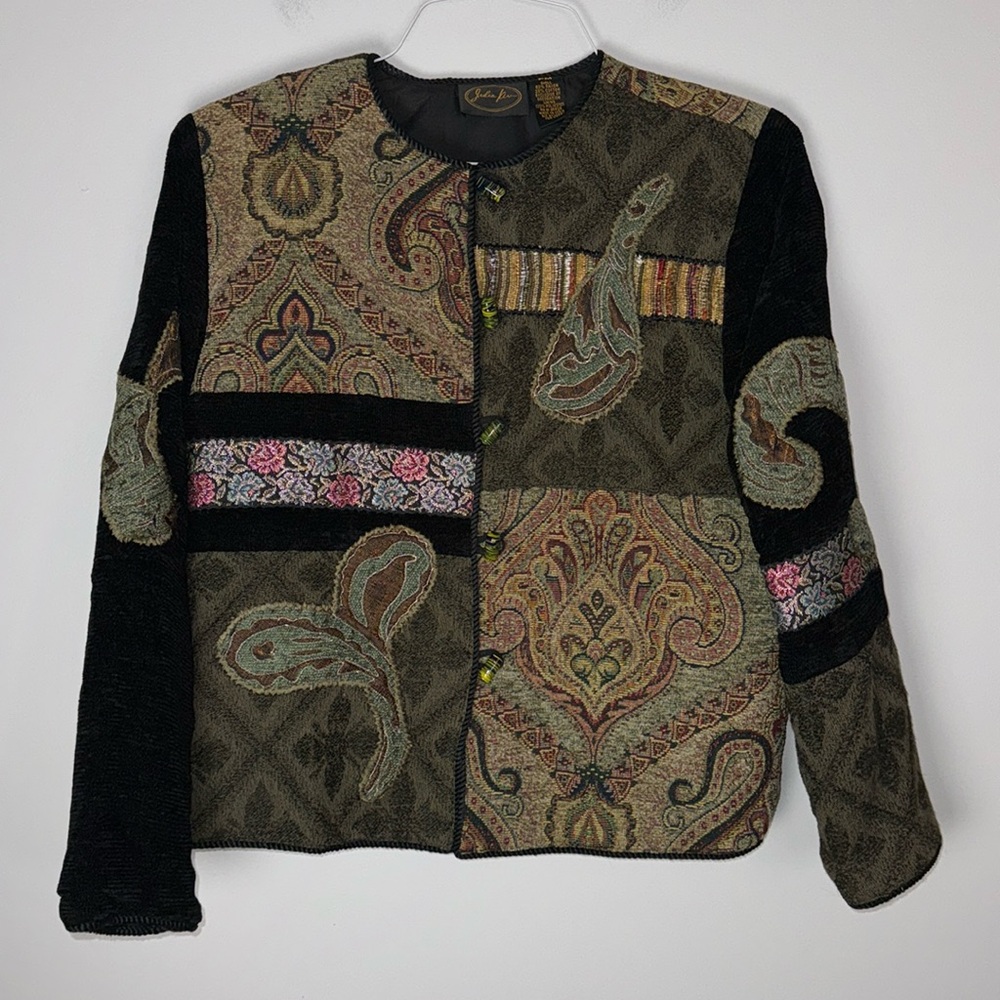 Julia Kim Tapestry Mixed Media Coat Petite Medium